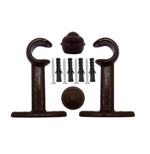 Suporte para varão de cortina 19mm Imbuia kit completo