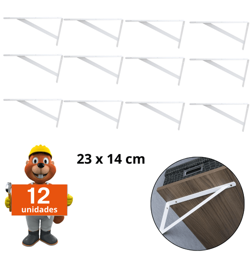 Mão Francesa suporte prateleira 23 x 14 cm kit 12 peças