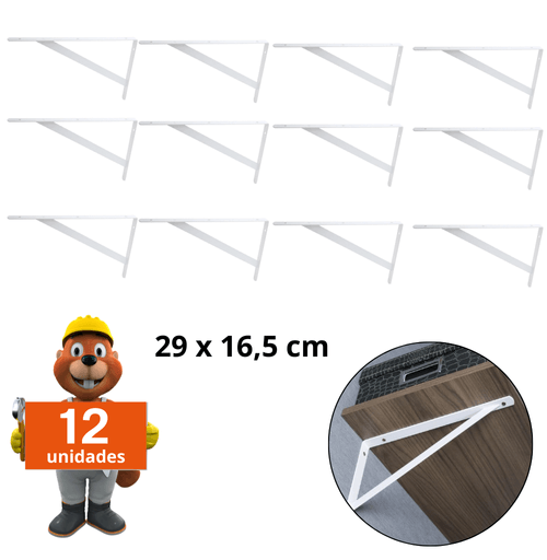 Mão Francesa suporte prateleira 29 x 16,5 cm kit 12 peças